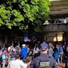 Scenes at Canterbury Park Racecourse on Friday when police were called in for crowd control.