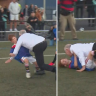Scott Morrison has knocked over a child while playing soccer on the campaign trail.