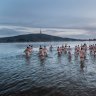 Nude winter solstice swim in Lake Burley Griffin