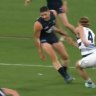Geelong star Patrick Dangerfield has been subbed off with a hamstring complaint against Carlton.