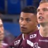 With a simple show-and-go, Tom Trbojevic strolled over unchallenged to score the Sea Eagles' first try against the Titans.