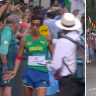 Brazilian Caio Bonfim wasn't a fan of the paddle-waving judges at the start of the men's 20km race walk. © International Olympic Committee