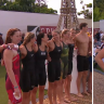 Australian Olympic swimmers simulate Paris swim