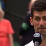 Novak Djokovic reacts to his latest achievement of becoming the only man or woman to win 80 matches across all four grand slams.
