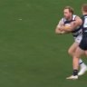 Geelong midfielder Cam Guthrie took this spectacular grab in his first game back in over a year.