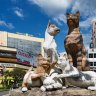 Cat statues in Kuching.