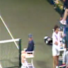 Wally Masur throws a microphone onto the court at the 1993 US Open. It bounces off the court and into the crowd.