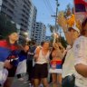 Djokovic supporters sing Serbian nationalist song