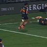 Crusaders hooker Codie Taylor catches the Chiefs defence napping in the Super Rugby Pacific final.