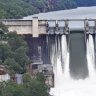 Drone clips of Warragamba Dam spilling due to heavy rain in the catchment. Footage by Nick Moir.