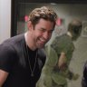 The Office stars John Krasinski and Steve Carell delight fans during an epic reunion in a behind-the-scenes clip of IF.
