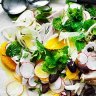 Fennel, orange and olive salad with oil-poached tuna