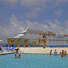 Grand Turk Island Caribbean Islands tourists in swimming pool cruise ship. CREDIT ALAMY