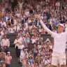 Jannik Sinner closes out victory over Carlos Alcaraz in the men's singles final at Wimbledon in 2025.