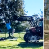 Waratahs and Wallabies prop Angus Bell putting in the hard yards at his family farm in Bungendore.