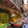  Produce stalls  in the historic Quadrilatero market district of Bologna offer a tempting range.
