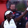 Serena Williams hits hard in tennis comeback