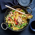 Golden fried rice with Chinese barbecue duck. 