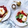 Neil Perry’s burrata with capsicum salad.