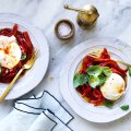 Neil Perry’s burrata with capsicum salad.