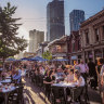 Crowds throng Adelaide’s streets during the Fringe Festival.