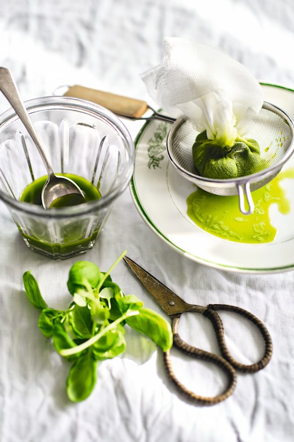 Basil oil will perk up any dish that needs a hit of bright herbal flavour. 