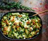 Bake your super green mac and cheese until it’s golden and bubbling.