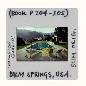Transparency of Slim Aarons’ iconic Palm Springs photograph, Poolside Gossip.