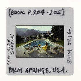 Transparency of Slim Aarons’ iconic Palm Springs photograph, Poolside Gossip.