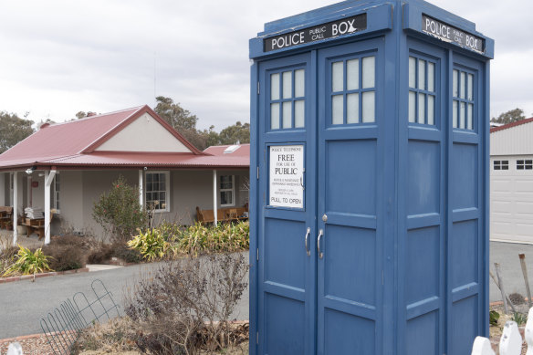 This TARDIS sits in a front yard in the village of Hall.