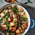 Fast cauliflower, paneer and spiced lamb biryani.