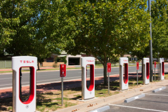 Superchargers for electric cars in Wodonga. 