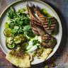 The vibrant Yemeni condiment zhoug adds piquancy to both the lamb cutlets and zucchini.