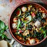 Minestrone pasta soup with pork and ricotta meatballs.