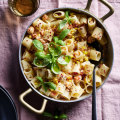 10-minute chilli, prawn and corn pasta.