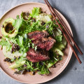 Steak salad with fermented black bean dressing. 