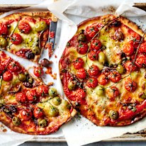 20-minute summer puttanesca pizza.