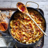 Romesco pasta with ricotta.