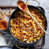 Romesco pasta with ricotta.