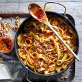 Romesco pasta with ricotta.