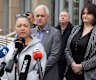 Former Qantas worker Anne Guirguis speaks to media outside the Federal Court after Qantas was fined $90 million for unlawfully sacking staff at the start of COVID.