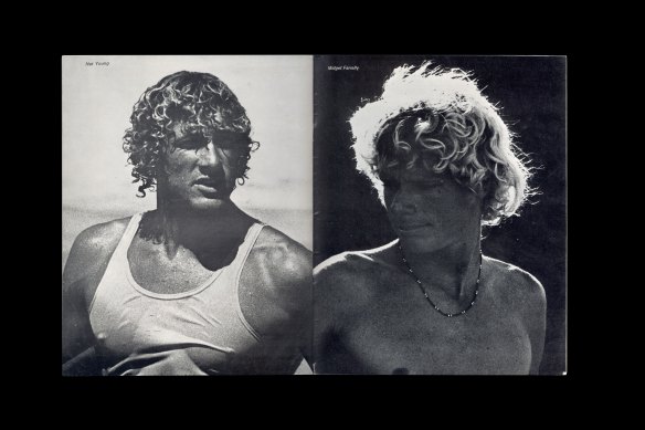 Nat Young and Midget Farrelly in one of Surfing World’s early issues, described by writer John Witzig as ‘the aesthetic champion, concerned with principle rather than exploitation’.