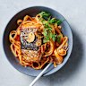 20-minute crispy barramundi with chilli and tomato butter pasta.