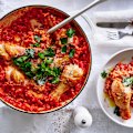 Adam Liaw’s baked chicken and tomato risotto.