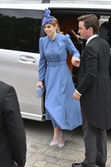 Princess Beatrice arrives at the Service of Thanksgiving on June 3, 2022.