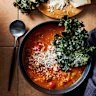 Take this comforting tomato and lentil soup to the next level with kale and parmesan crisps.