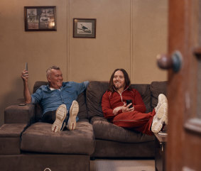 Jimmy Barnes and Tim Minchin in the video made to celebrate the Opera House’s 50th anniversary.