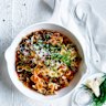 Neil Perry’s farfalle with sausage, fennel and beans.