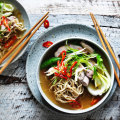 Kylie Kwong’s chicken and Hokkien noodle soup.