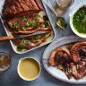 Rump cap with bagna cauda sauce (below) and Asian chimichurri (right).